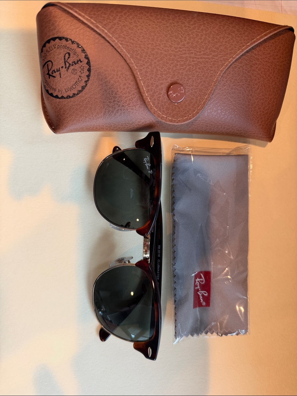 New Ray-Ban unisex Tortoise Brown Frame Sunglasses with Green Lenses